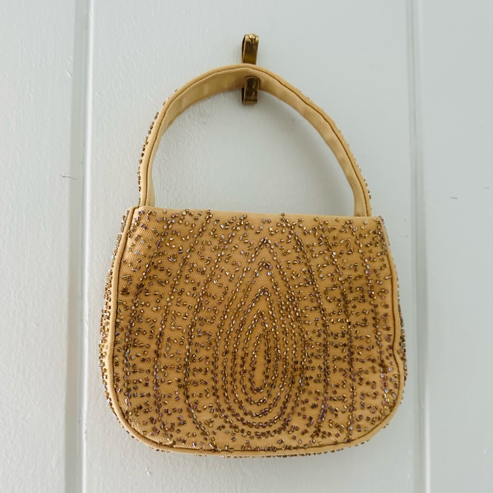 Vintage Ann Taylor Beaded Gold Mini Purse